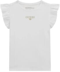 GUESS Бяла тениска за мини момиче с воали и златист надпис Guess