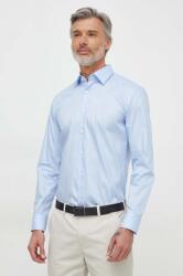 HUGO BOSS pamut ing férfi, galléros, regular - kék 44 - answear - 33 990 Ft