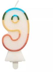 Godan Színes számgyertya csillámmal, 8, 5 cm - 9 (SW-CBB9) - jateknet