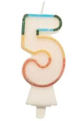Godan Színes számgyertya csillámmal, 8, 5 cm - 5 (SW-CBB5) - jateknet