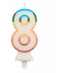 Godan Színes számgyertya csillámmal, 8, 5 cm - 8 (SW-CBB8) - jatekbolt