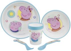 Stor Set de sufragerie cu bază anti-alunecare Stor - Peppa Pig Core, 5 piese (41205) Set pentru masa bebelusi