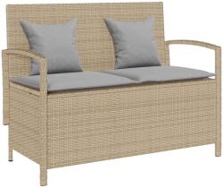 vidaXL bézs polyrattan kerti tárolópad párnával (4104214) - vidaxl