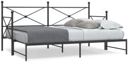 vidaXL kihúzható kanapéágy matrac nélkül fekete 90x190 cm acél (4104674) - vidaxl