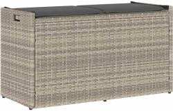 vidaXL világosszürke polyrattan kültéri tárolópad párnával 100 cm (4104065)