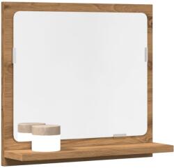 vidaXL kézműves tölgy szerelt fa tükrös fürdőszobaszekrény 40x11x37 cm (856188)