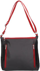 Rea Moda Olasz bőr 5237 fekete piros elöl két cippes női oldaltáska