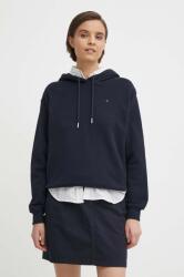Tommy Hilfiger pamut melegítőfelső sötétkék, női, sima, kapucnis - sötétkék XS