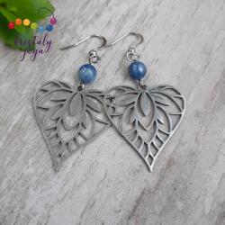 Kristály Jóga Shop Kianit 6 mm-es ásvány fülbevaló, szív medállal