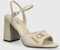 Calvin Klein bőr szandál HEEL SANDAL 85 RELOCK LTH bézs, HW0HW01937 - bézs Női 39