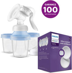  Pompă de sân Philips AVENT. manual de lapte cu sistem VIA + Tampoane de unica folosinta 100 buc