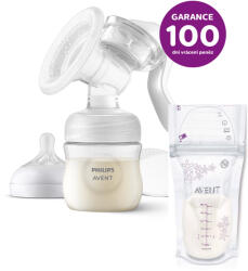 Pompă de sân Philips AVENT. manual lapte + Pungi pentru lapte matern 180 ml, 25 buc