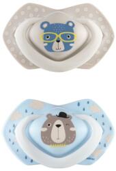 CANPOL BABIES Set suzete simetrice din silicon 18m+ Bonjour Paris albastru (22_649_BLU)