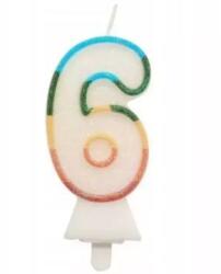 Godan Színes számgyertya csillámmal, 8, 5 cm - 6 (SW-CBB6) - ejatekok