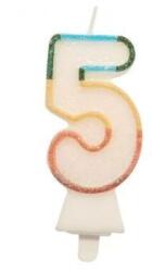 Godan Színes számgyertya csillámmal, 8, 5 cm - 5 (SW-CBB5) - ejatekok