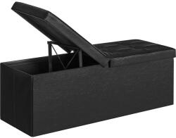 SONGMICS Összecsukható műbőr pad tárolóval, felnyíló fedéllel, fekete, 110x38x38 cm (LSF75BK)