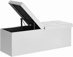 SONGMICS Összecsukható műbőr pad tárolóval, felnyíló fedéllel, fehér, 110x38x38 cm (LSF75WT)