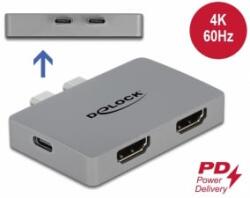 Delock Kettős HDMI adapter MacBook-hoz 4K 60 Hz és PD 3.0-s (64123) - aqua