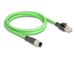 Delock Kábel M12 D kódolt 4 tűs apa - RJ45 apa PUR (TPU) 1 m (80426)