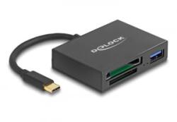 Delock USB-C kártyaolvasó XQD és SD memória kártyákhoz, valamint egy USB 5 Gbps A-típusú port (91711)