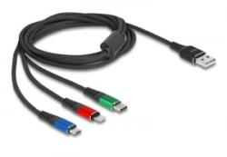 Delock USB töltő kábel 3 az 1-A-típusú apa Lightning -, Micro USB- és USB Type-C csatlakozáshoz 3-színű 2 m (90156) (90156)