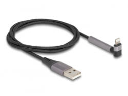 Delock Adat és töltő kábel A-típusú USB - Lightning iPhone , iPad , iPod eszközökhöz hajlított álló funkcióval, fekete és 1, 5 m