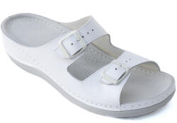 Turul 2 csatos fehér női bőr papucs BS-2