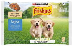 Friskies Dog 4x85g Junior Csirke + Sárgarépa szószban Alutasakos kutyaeledel - krizsopet