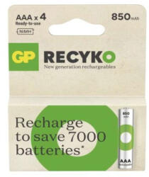 GP Batteries ReCyko NiMH Újratölthető Elem HR03 (AAA) 850mAh 4db 500+ Töltési Ciklus