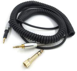 PadForce Cablu audio PadForce pentru casti ATH-M50x, ATH-M40x, ATH-M70x, Jack 3.5mm, Spiralat cu capete metalice + Adaptor 6.35mm, Lungime 1.50 -5m