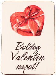 Valex Decor 4db. "Boldog Valentin napot" feliratos dekor fa tábla 7 x 5cm (GV04-48)