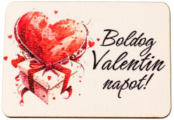 Valex Decor 4db. "Boldog Valentin napot" feliratos dekor fa tábla 7 x 5cm (GV04-46)