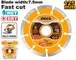 INGCO Disc de tăiere cu diamant 125 x 7, 5 x 22, 2 mm segmentat (DMD011254) Disc de taiere