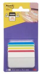3M Jelölőcímke, műanyag, megerősített, döntött, 4x6 lap, 50, 8x38, 1 mm, 3M POSTIT, vegyes színek