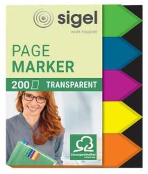 Sigel Jelölőcímke, műanyag, 5x40 lap, 12x45 mm, SIGEL Nyilak, vegyes szín