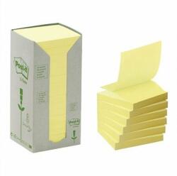 3M Öntapadó jegyzettömb, Z, 76x76 mm, 16x100 lap, környezetbarát, 3M POSTIT, sárga - oneclick