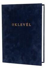  Oklevéltartó, A4, exkluzív, aranyozva, kék - oneclick