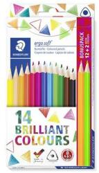 STAEDTLER Színes ceruza készlet, háromszögletű, ajándék 2 db színes ceruzával, STAEDTLER Ergo Soft, 14 különböző szín