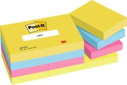3M Öntapadó jegyzettömb, 38x51 mm, 12x100 lap, 3M POSTIT Energetic, vegyes színek