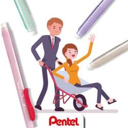 Pentel Radírstift, tolóbetétes, PENTEL ZE11-A, piros klip