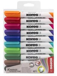Kores Tábla- és flipchart marker készlet, 1-3 mm, kúpos, KORES K-Marker, 10 különböző szín - oneclick