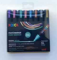 uni Dekormarker készlet, 1, 8-2, 5 mm, UNI Posca PC-5M, 8 különböző metál szín