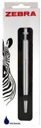 Zebra Golyóstoll, 0, 24 mm, nyomógombos, ezüst színű klip, ezüst tolltest, ZEBRA 901, kék - oneclick