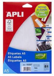 APLI Etikett, 45x8 mm, eltávolítható, ékszerekhez, A5 hordozón, APLI, 765 etikett/csomag - oneclick
