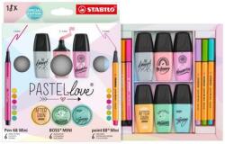 STABILO Írószer szett, STABILO, Mini World Pastellove, 18 különböző szín