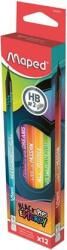 Maped Grafitceruza radírral, HB, háromszögletű, MAPED Black`Peps Energy, 6 különböző minta