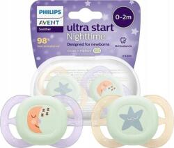 Philips Set 2 Suzete Philips-Avent Ultra Start SCF075/07 Ortodontice Fara BPA 0-2 Luni Bej-Lila (SCF075/07)
