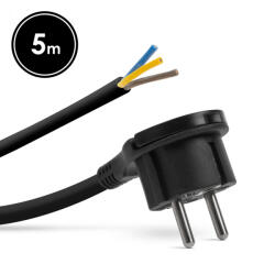Delight Szerelhető hálózati dugó - műanyag füllel - 5 m kábellel - 3 x 1, 5 mm2 - fekete (05942C) - lumenet