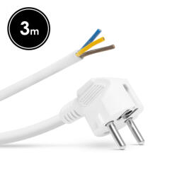 Delight Hálózati szerelhető tápkábel dugóval - 3 m kábellel - 3 x 1, 5 mm2 - fehér (05941B) - lumenet