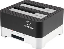 Renkforce RF-DOCKING-02 USB 3.2 (1. generáció) (USB 3.0) SATA 6 Gb/s 2 port Merevlemez másoló állomás 2.5 coll, 3.5 coll Klónozó funkcióval